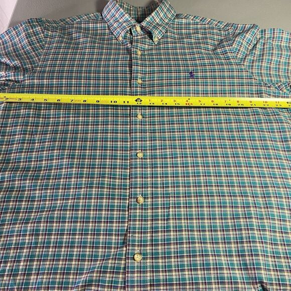 RALPH LAUREN Shirt Plaid Long Sleeve Button Down Oxford Casual Mens L Teal Green - Picture 6 of 9